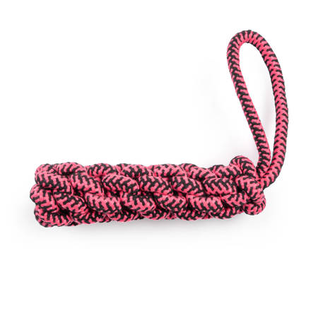 Pink braided tug toy for dogs